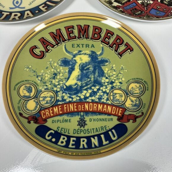 Vintage BIA Cordon Bleu Boxed Set of 4 8" Plates Advertising for French cheese - Picture 5 of 9